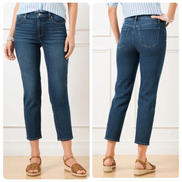 Talbots Straight Crop Jeans Romy Wash Dark Blue Women’s Size 12 - Picture 1 of 10